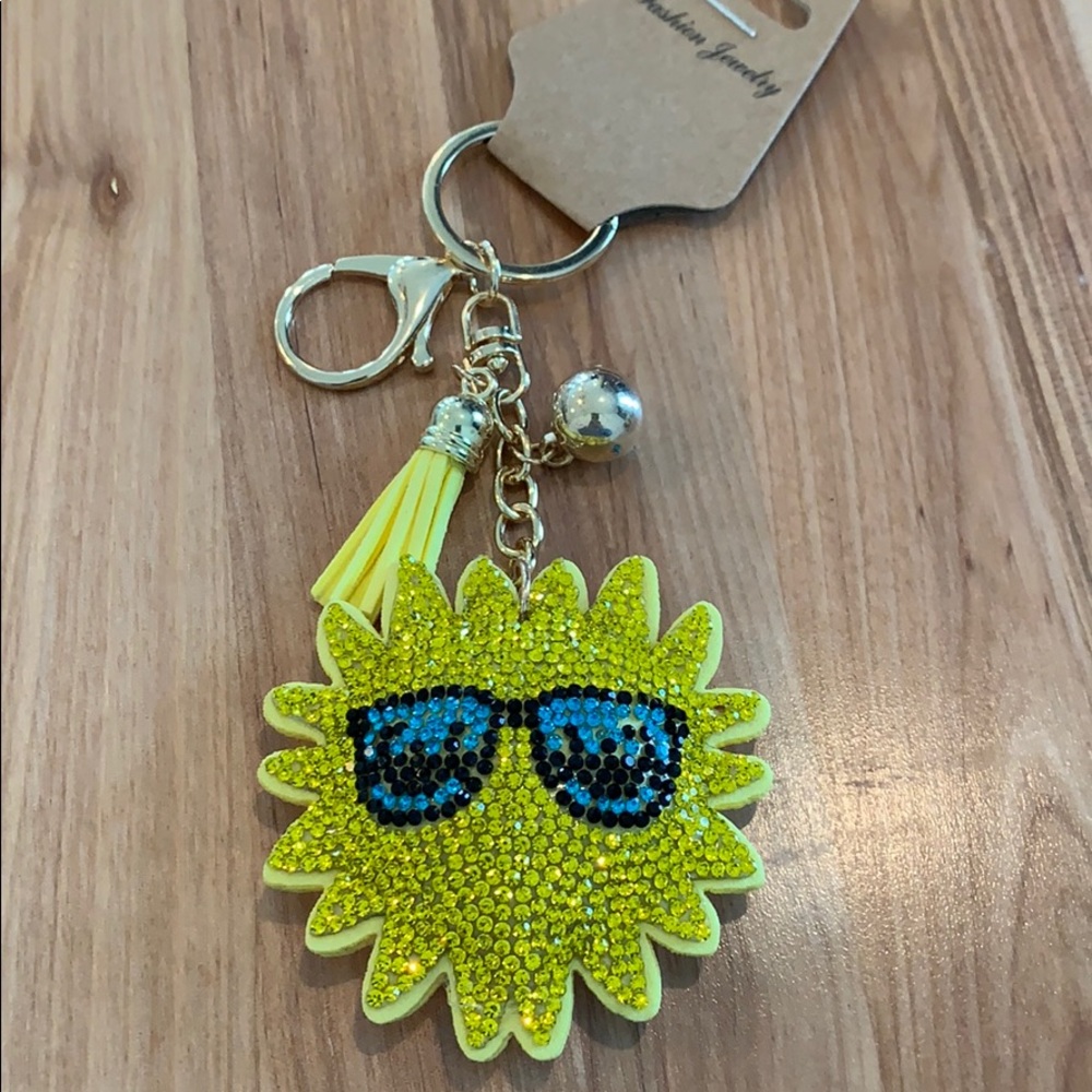 Sun Key Chain with Gold tone chain
